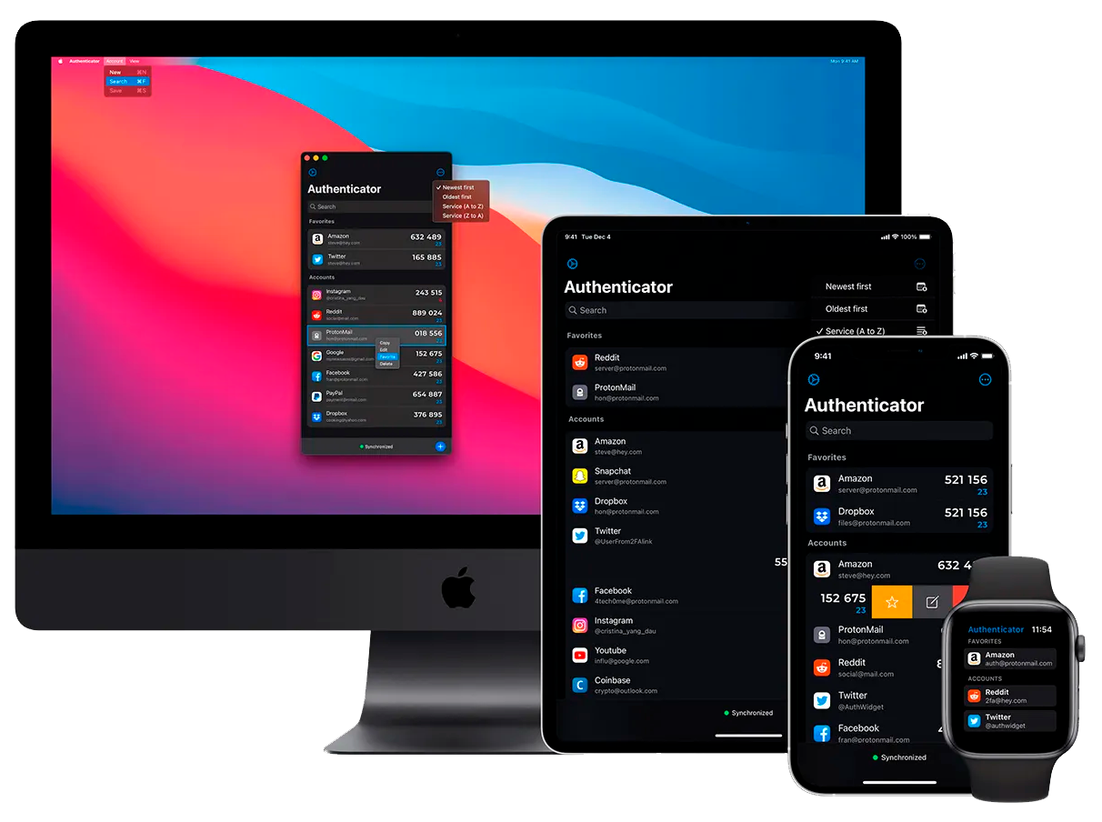 ShieldAuth app on macOS, iPhone, and Apple Watch